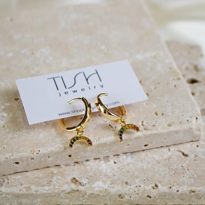 Bowie // Rainbow Huggie Hoops