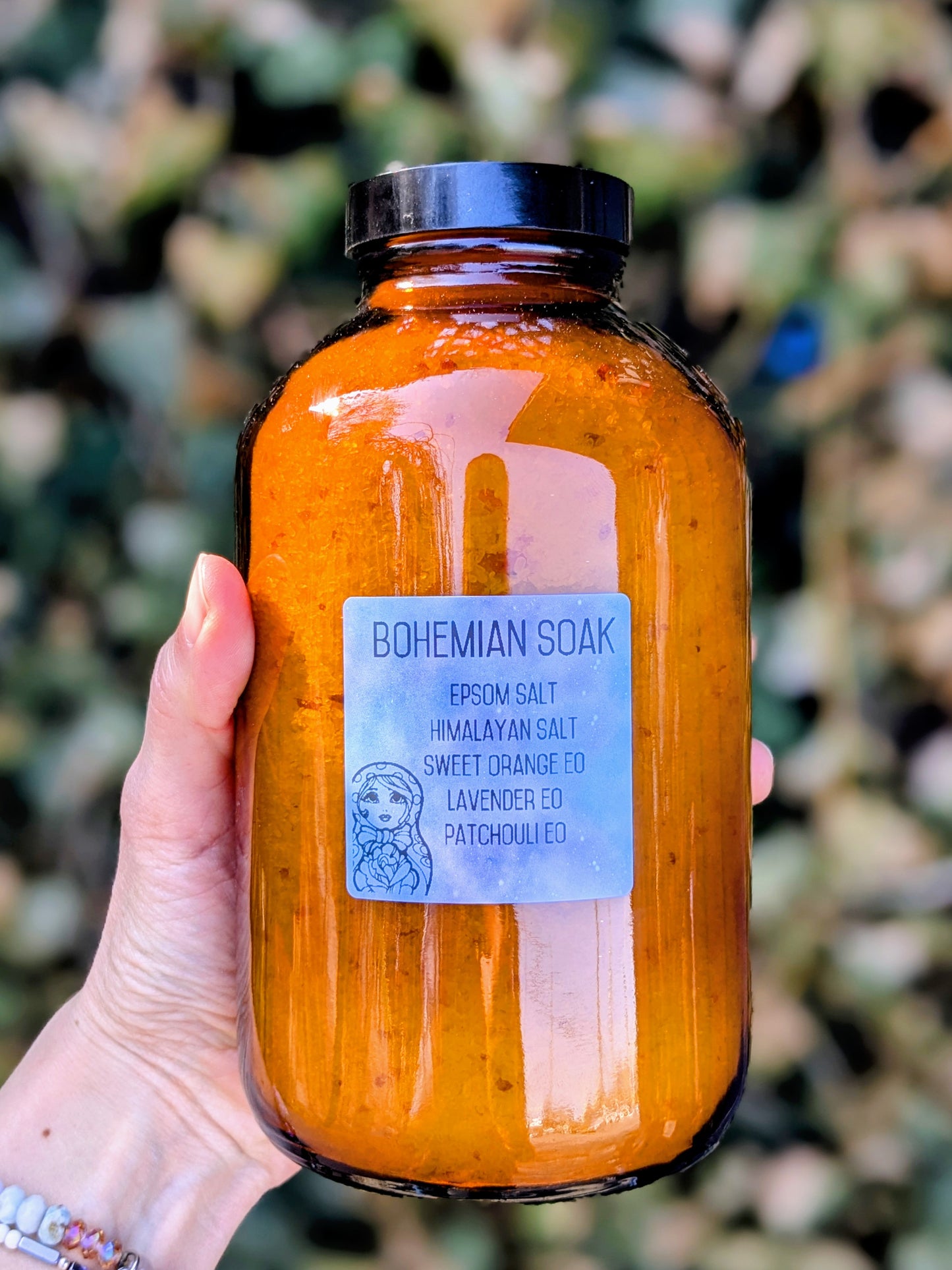 Bohemian Bath Soak 32oz Amber Glass