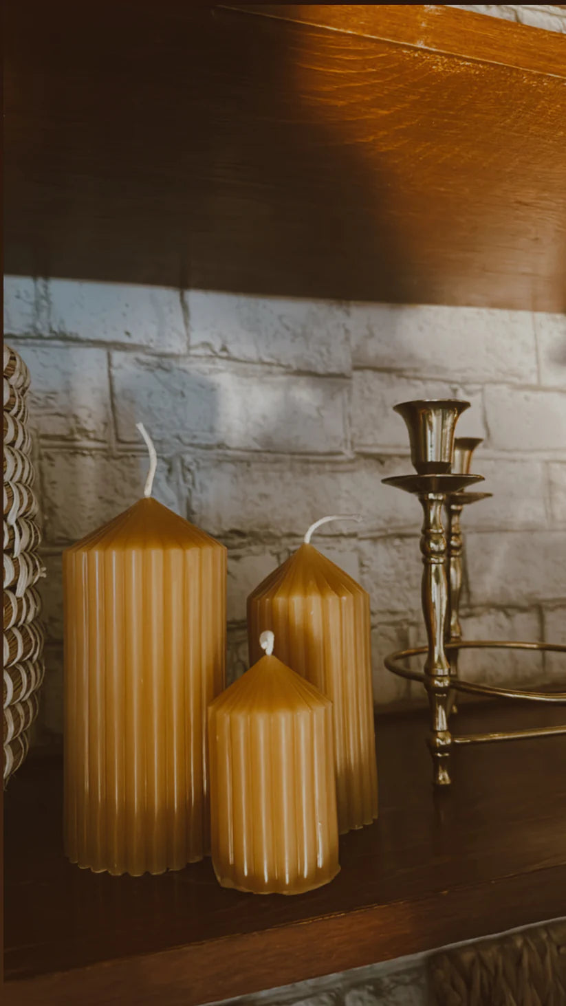 Ribbed Column Beeswax Candles