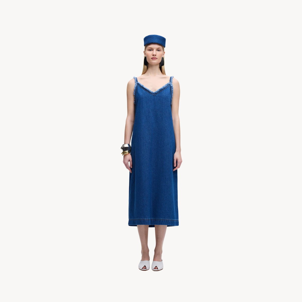 Denim Strappy Midi Dress