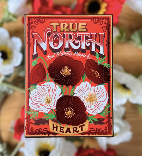 True North Red & White Poppies Seed Pack (Heart)