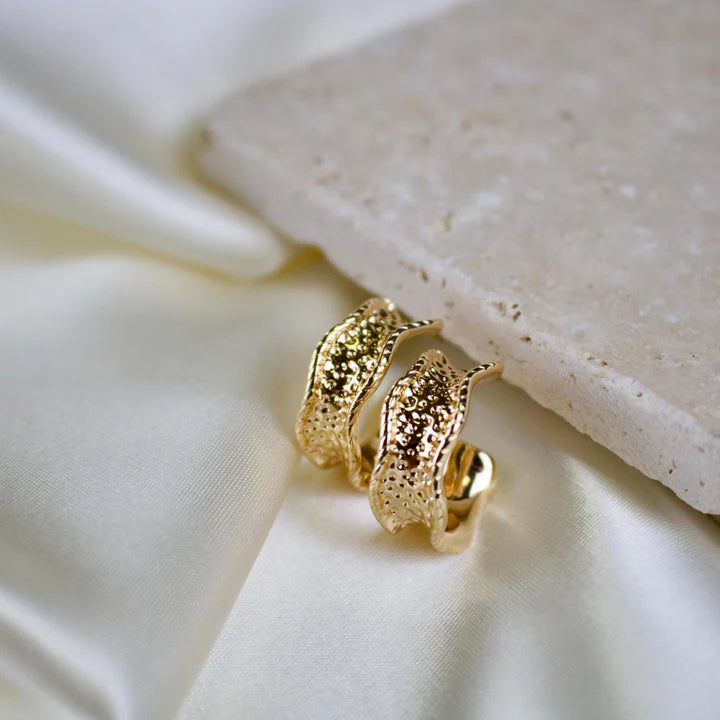 Mara // Gold Split Textured Hoop