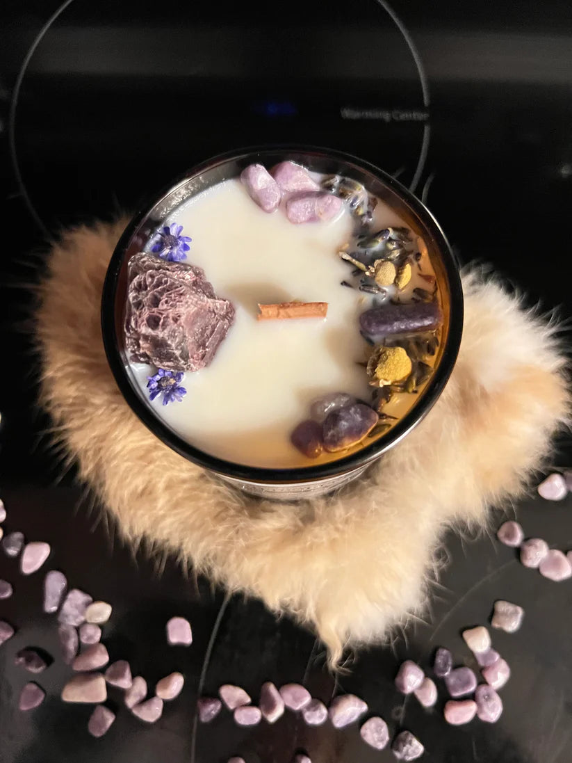 Lepidolite - Rest + Relaxation | Luxury Crystal Candle
