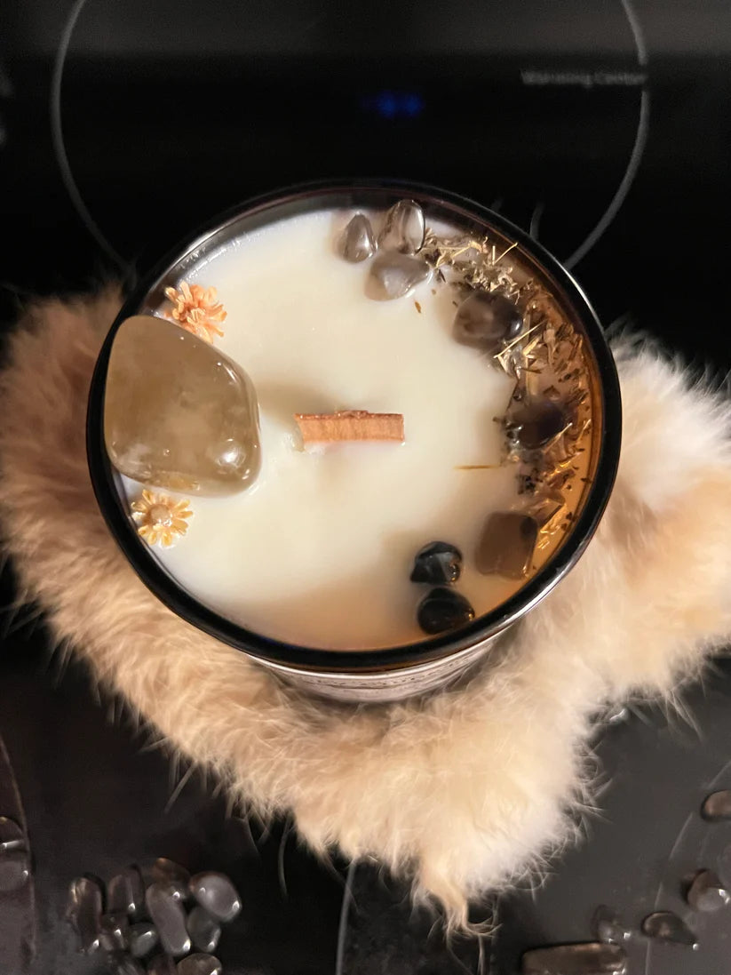 Smoky Quartz - Comfort + Grounding | Luxury Crystal Candle