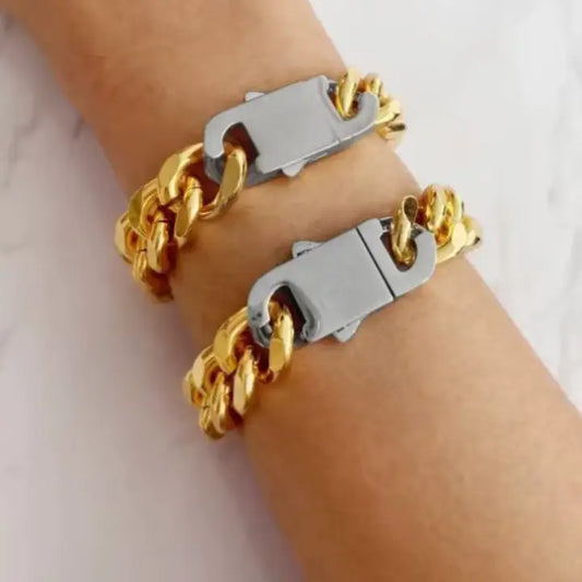 XXX Lock and Link Stainless Steel Lobster & Cuban Bracelet