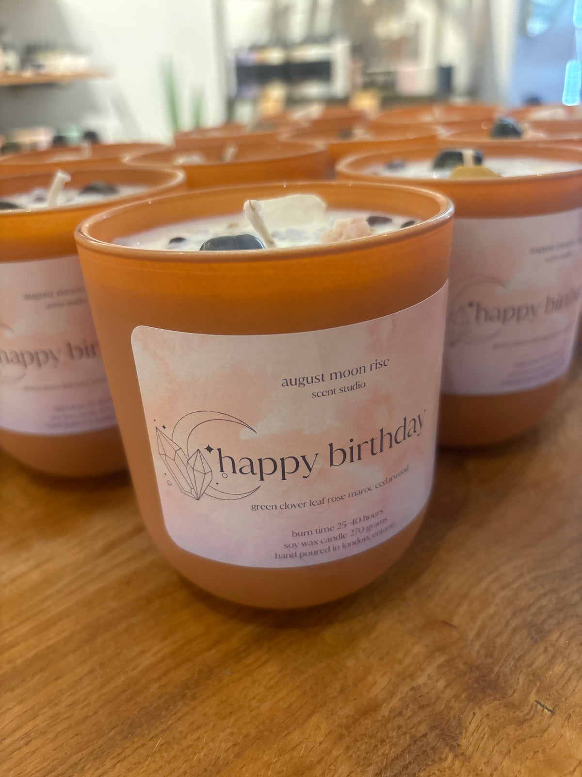 Happy Birthday Crystal Candle (terracotta)