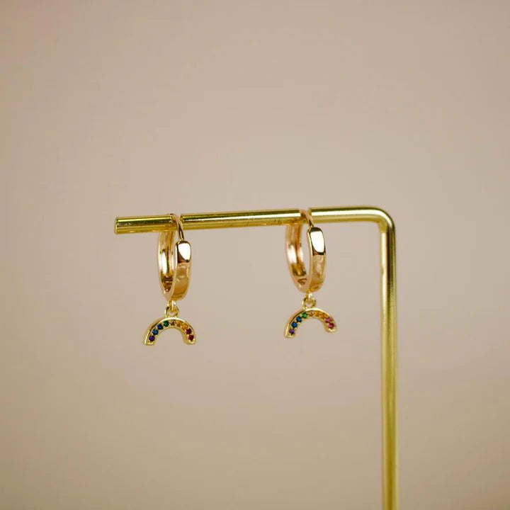 Bowie // Rainbow Huggie Hoops