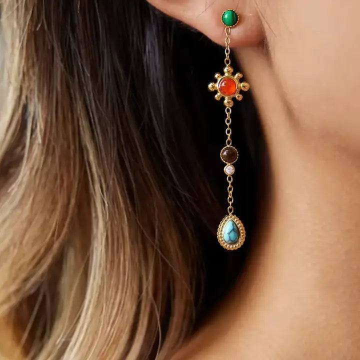 Gemstone Sundrop Earrings- Pvd Waterproof
