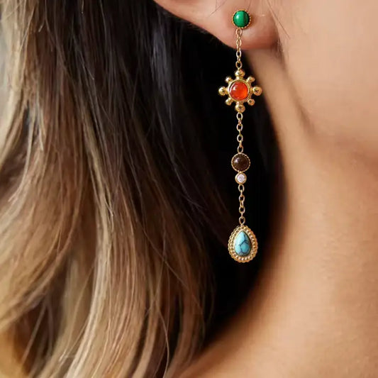 Gemstone Sundrop Earrings- Pvd Waterproof