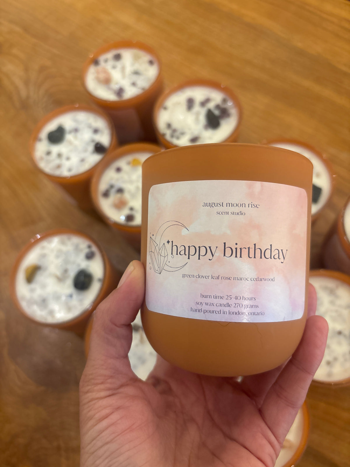 Happy Birthday Crystal Candle (terracotta)