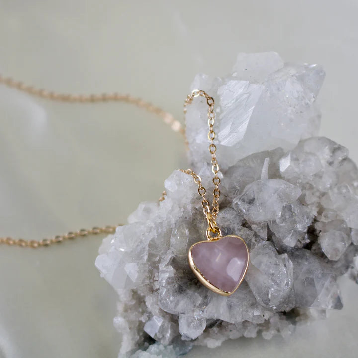 Celeste Rose Quartz Heart Necklace