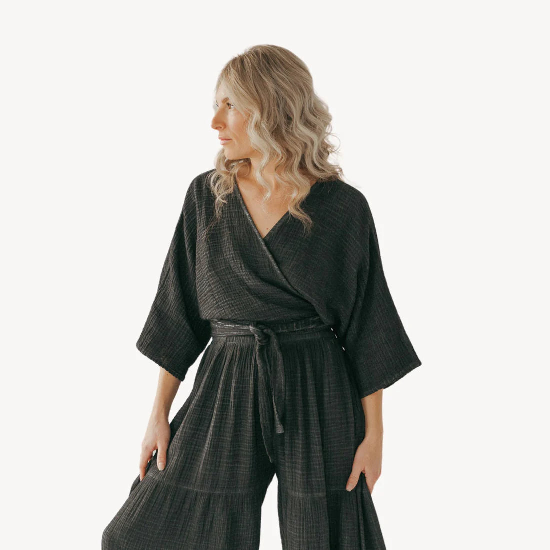 Crinkle Balloon Sleeve Top