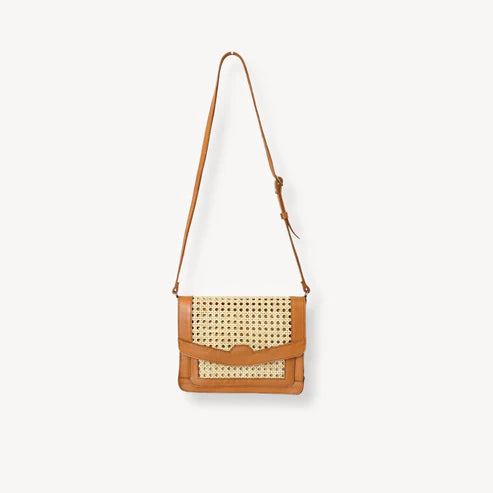 Leather Bag with Cane Accent - Rectangle