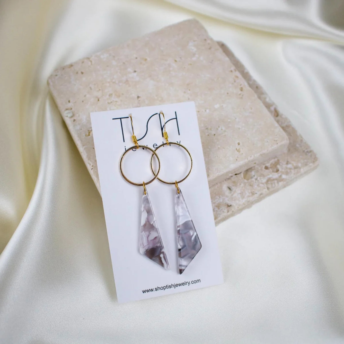 Liv Earrings // Grey & White