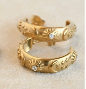 Sun, Moon, Stars Hoop Earrings