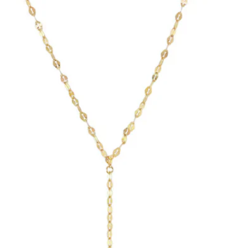 Single Lariat Shimmer Pvd 14K Gold Necklace