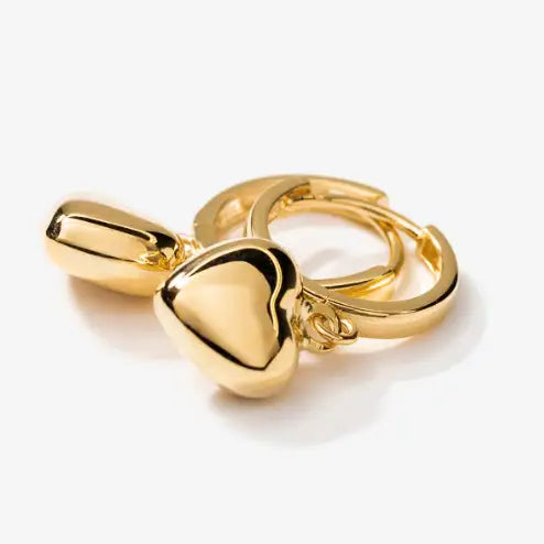 Charm Heart Huggie Hoop Earrings- Waterproof Pvd
