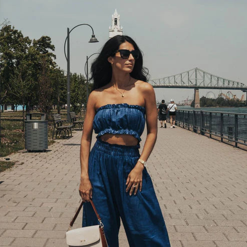 Linen-Cotton Bandeau Top
