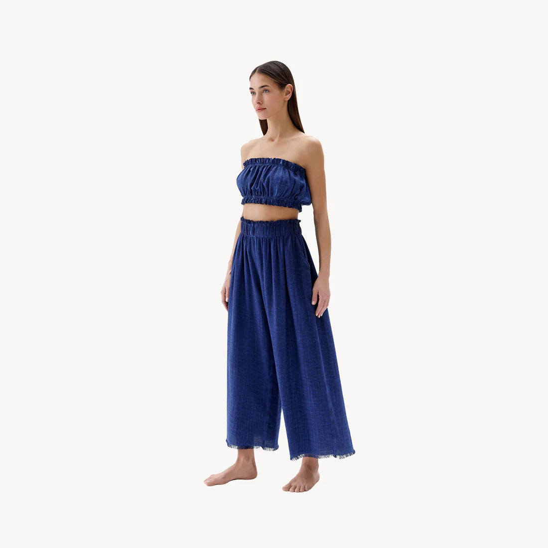 Linen-Cotton Bandeau Top