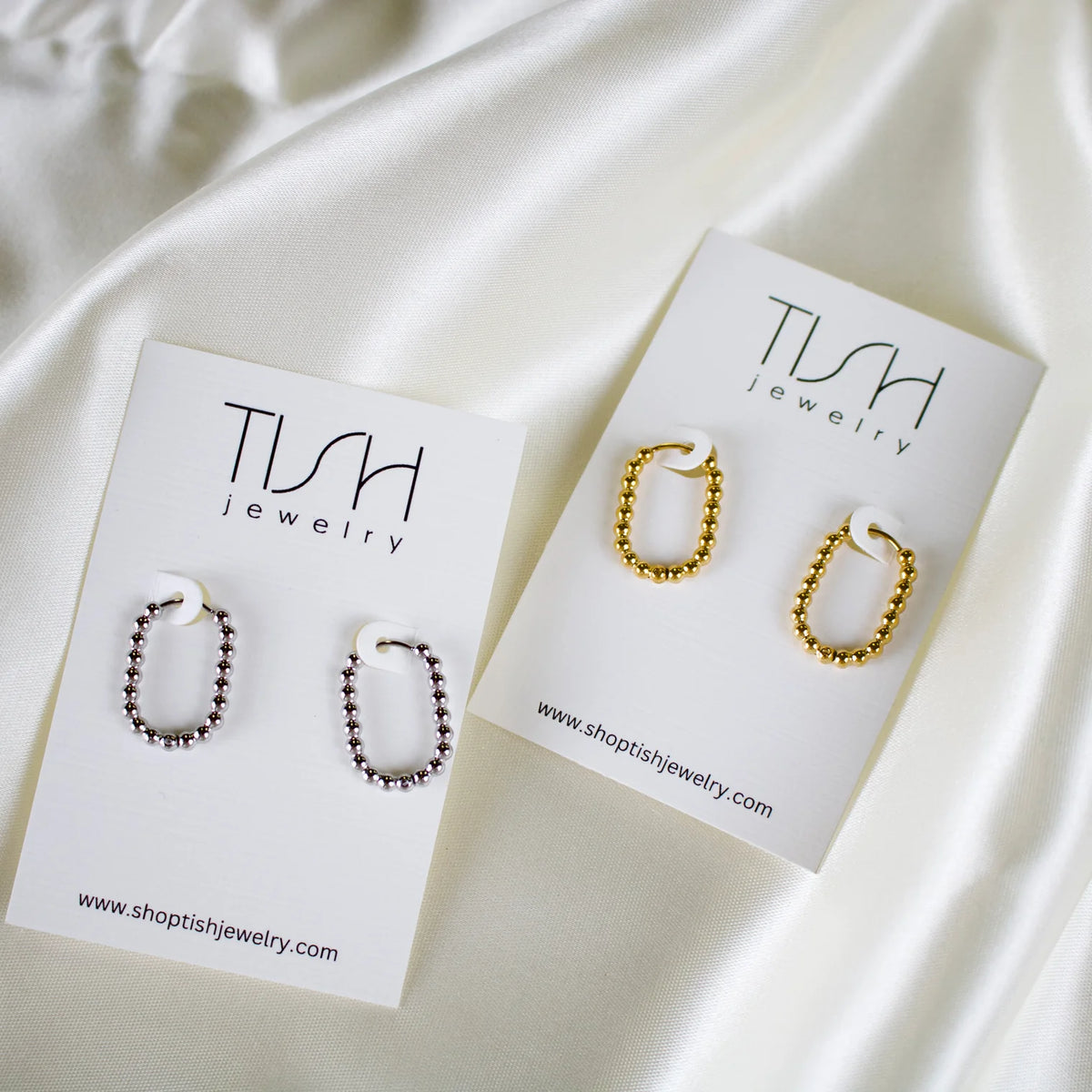 Boa Beaded Oval Hoops