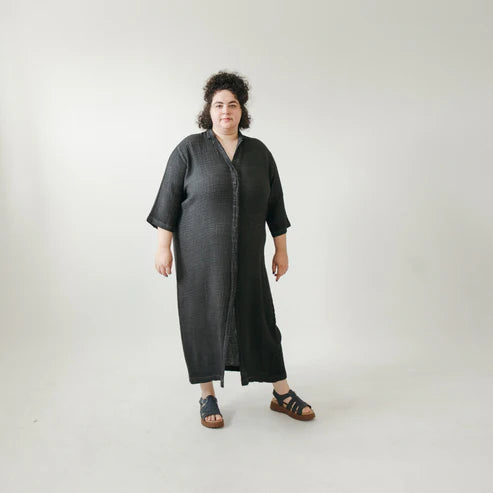 Crinkle Shirt Dress Plus - Black