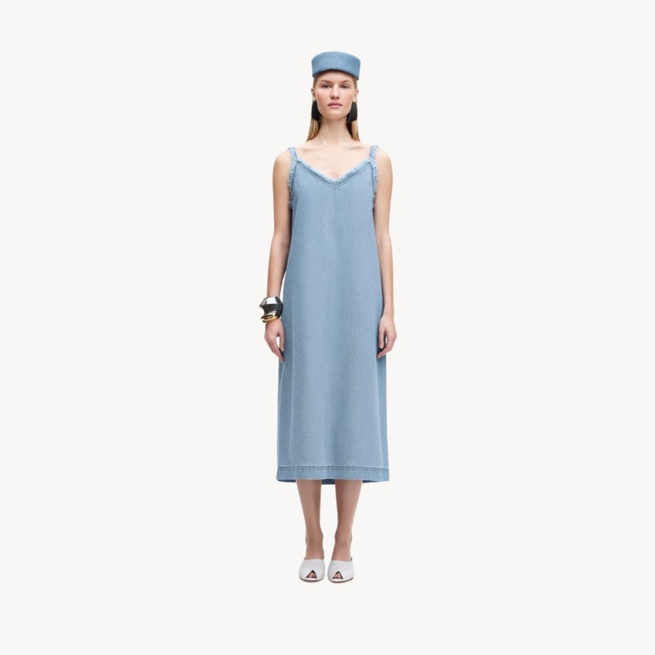 Denim Strappy Midi Dress