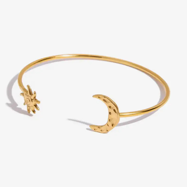 New Moon Open Cuff Bracelet- 18K Gold- Waterproof