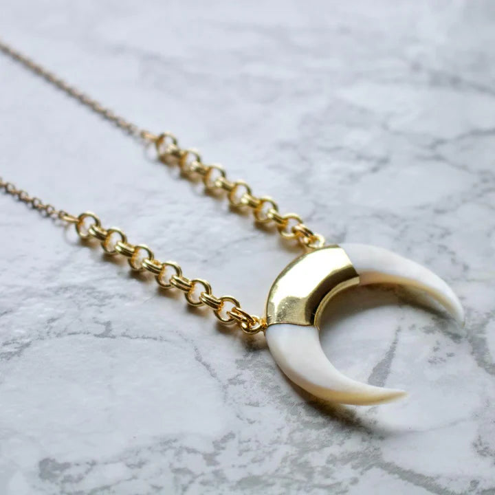 Devin // White Shell Crescent Necklace