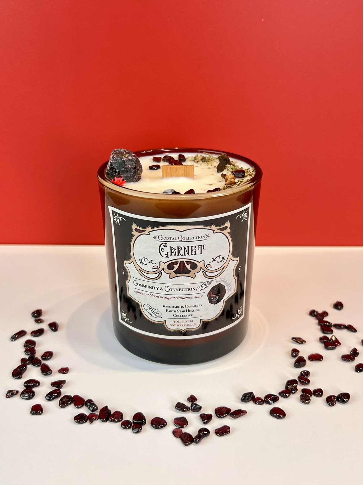 Garnet - Community & Connection | Luxury Crystal Candle