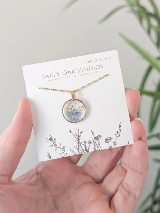 Forget-Me-Not and Lace Flower Necklace