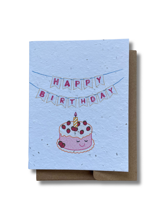 Happy Birthday Strawberry Cake Card