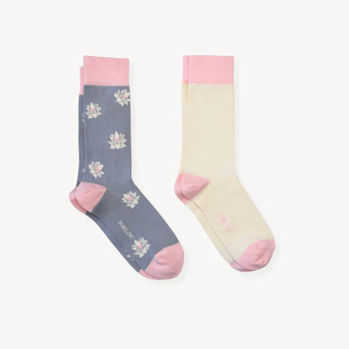 Lotus & Solid Pima Socks - Pack of 2