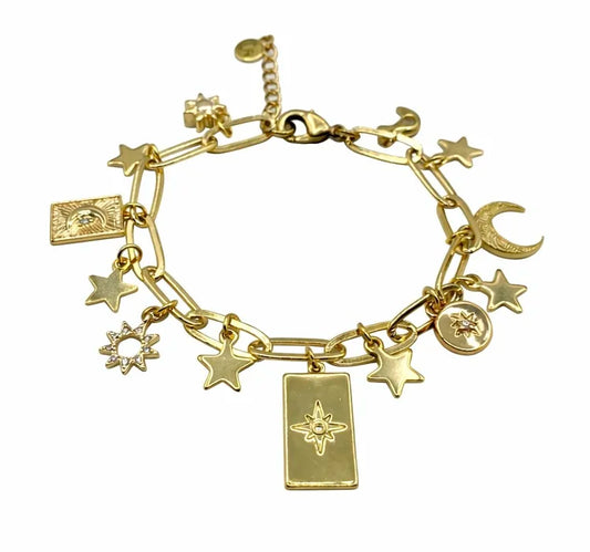 Sun Moon Stars Charm Bracelet