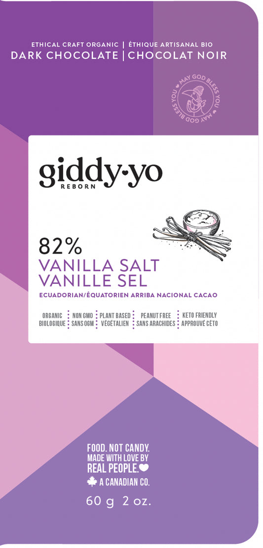 Vanilla Salt 84% Crunchy Dark Chocolate Bar
